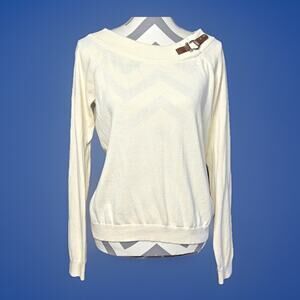 Lauren Ralph Lauren Ivory Buckle Neck Sweater PL